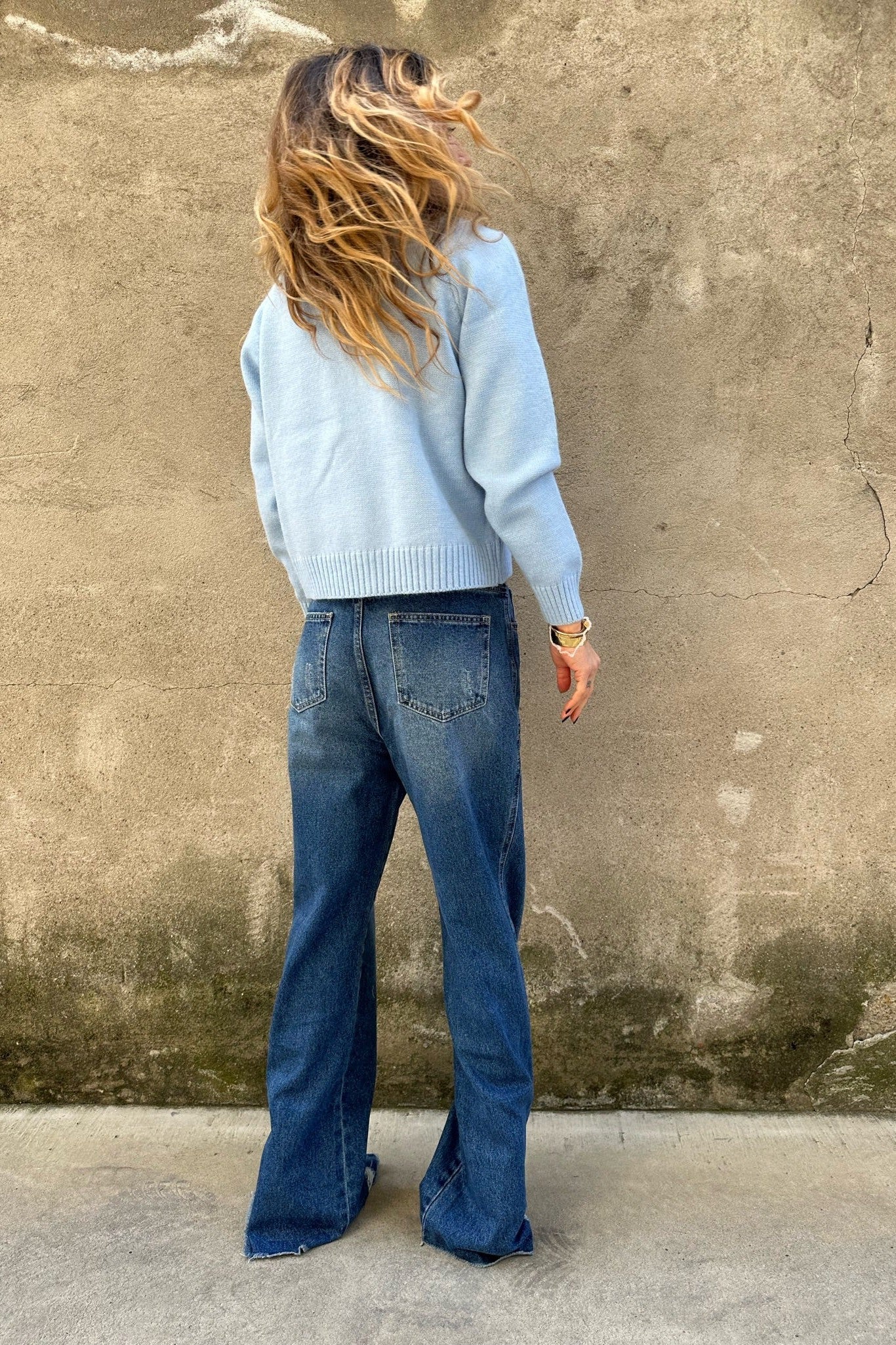 Jeans con Orlo Diviso in Denim Medio-Paola.K-XS-Paola.K