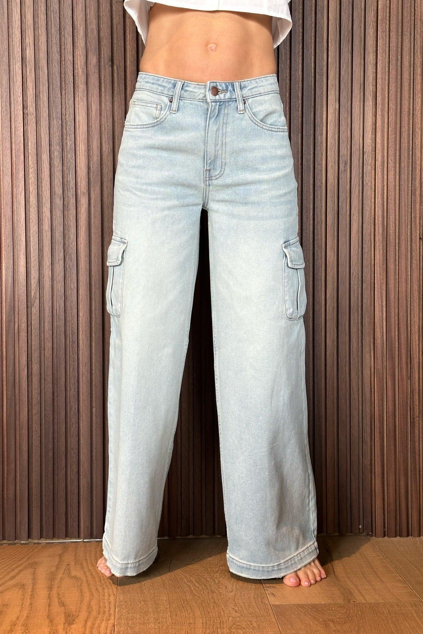 Jeans in Denim Chiaro a Gamba Larga-Paola.K-24-Paola.K