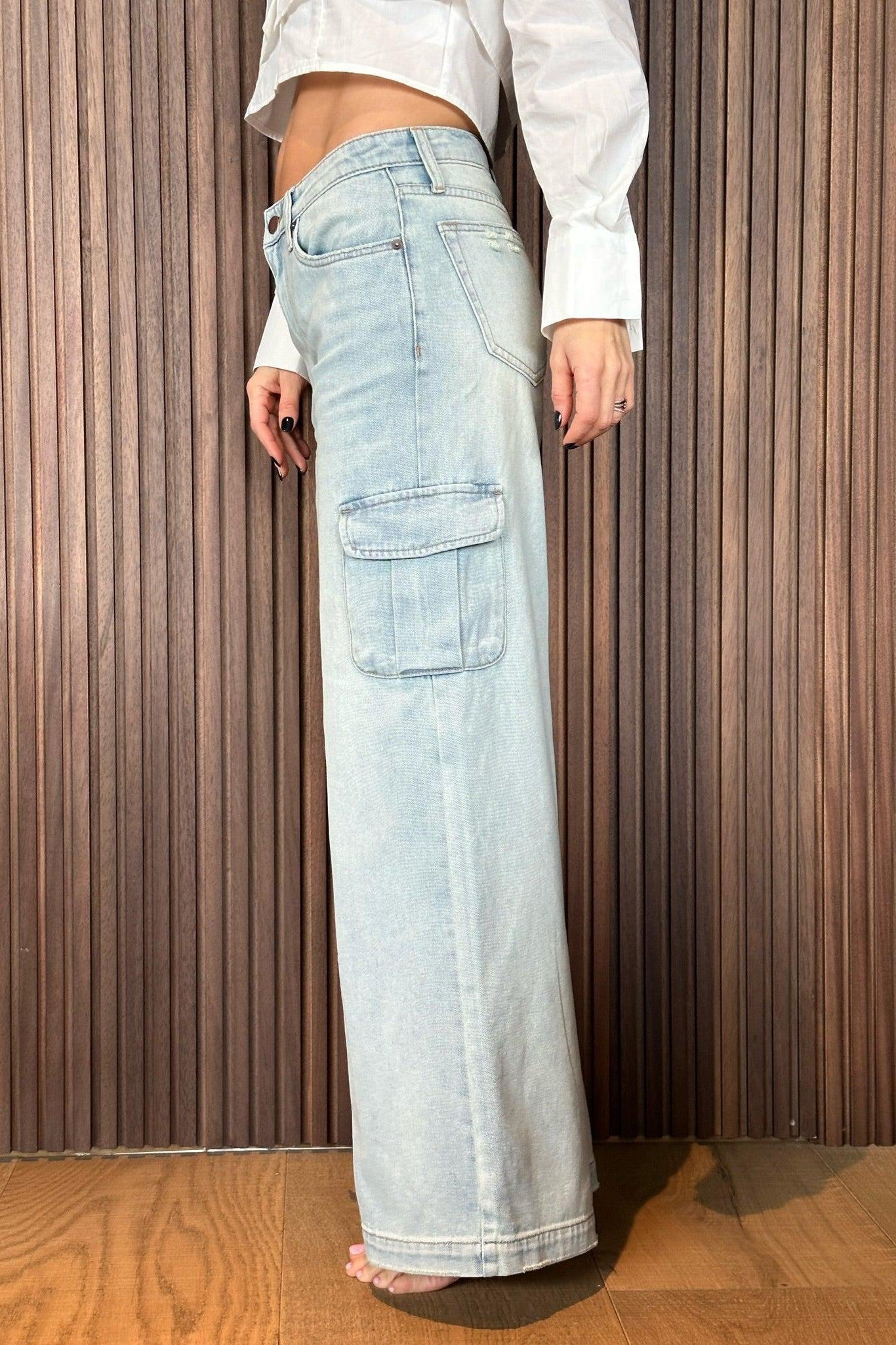 Jeans in Denim Chiaro a Gamba Larga-Paola.K-24-Paola.K