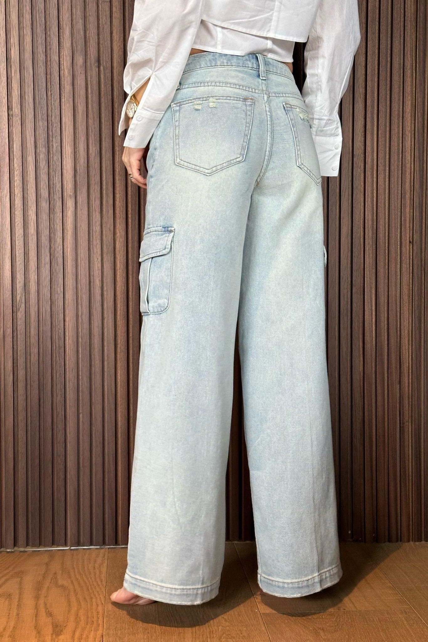 Jeans in Denim Chiaro a Gamba Larga-Paola.K-24-Paola.K