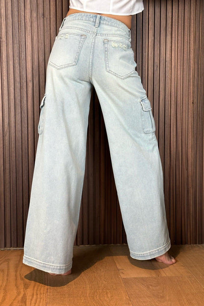 Jeans in Denim Chiaro a Gamba Larga-Paola.K-24-Paola.K