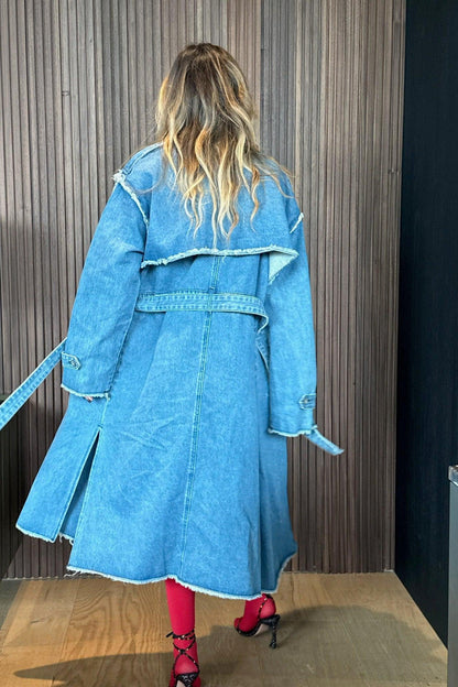 Trench in Denim con Bordi Grezzi-Paola.K-S-Paola.K