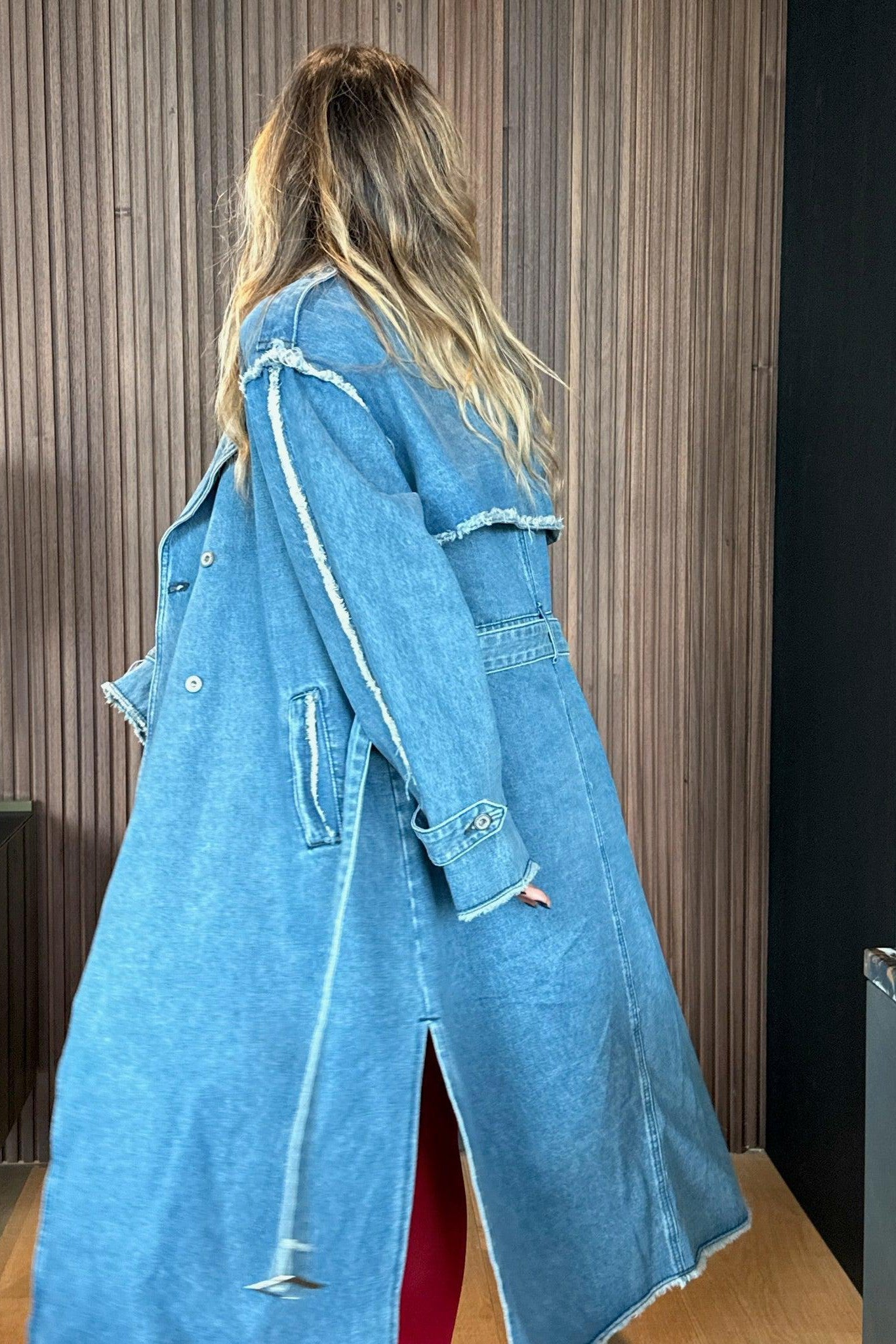 Trench in Denim con Bordi Grezzi-Paola.K-S-Paola.K